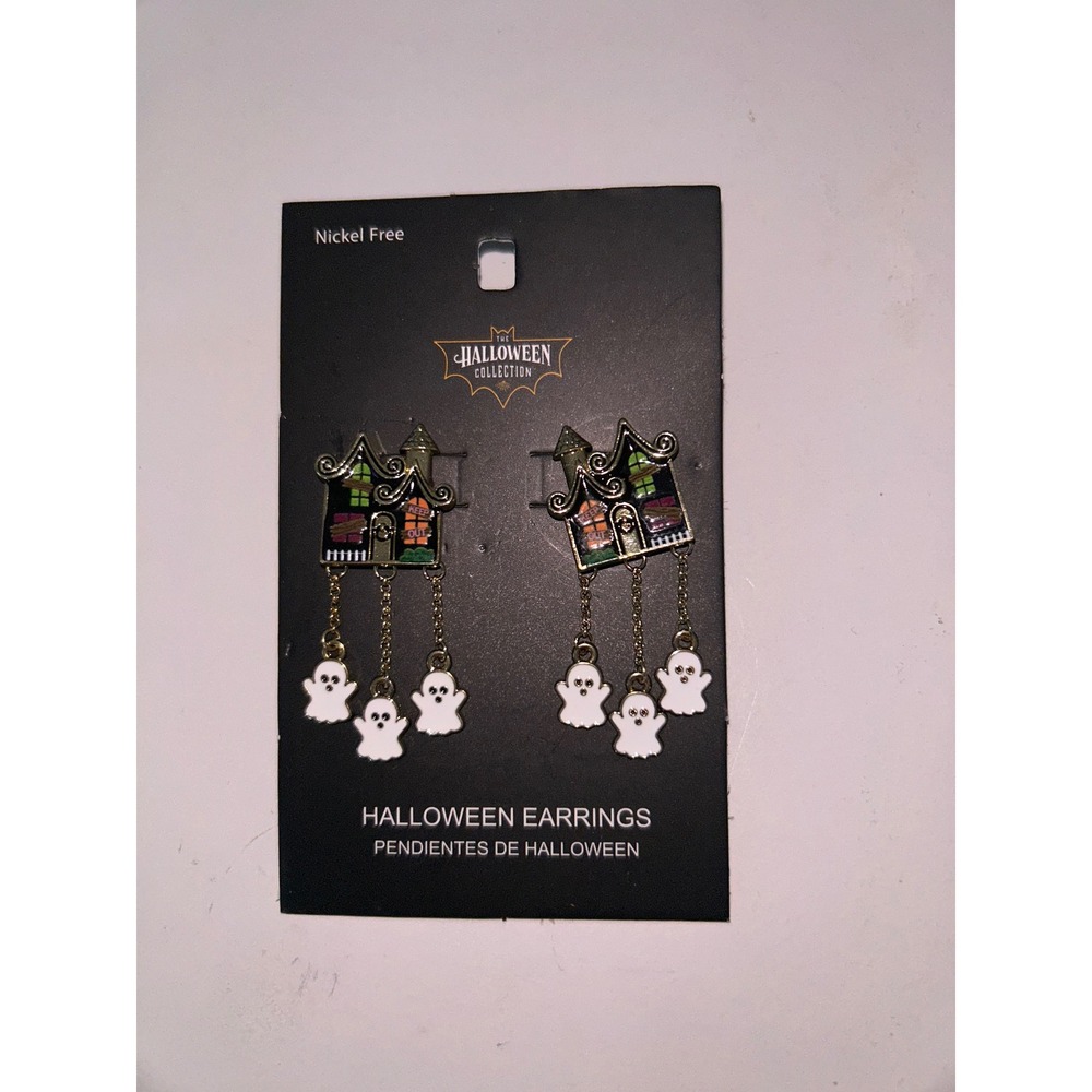 Halloween Collection Haunted House Ghost Drop Earrings Nickel Free Spooky